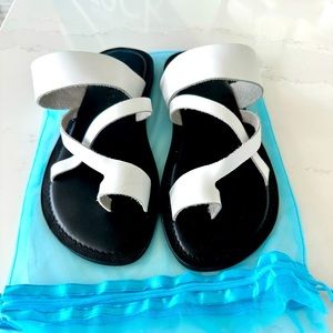 Men’s White Trina Turk leather sandals.  Brand new , never used.